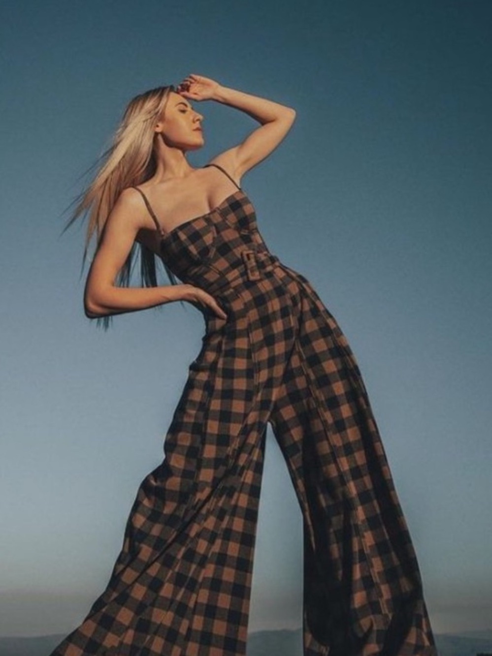 NWT Free People Hold Me Tight Jumpsuit in Gingham Indigo Combo  XS